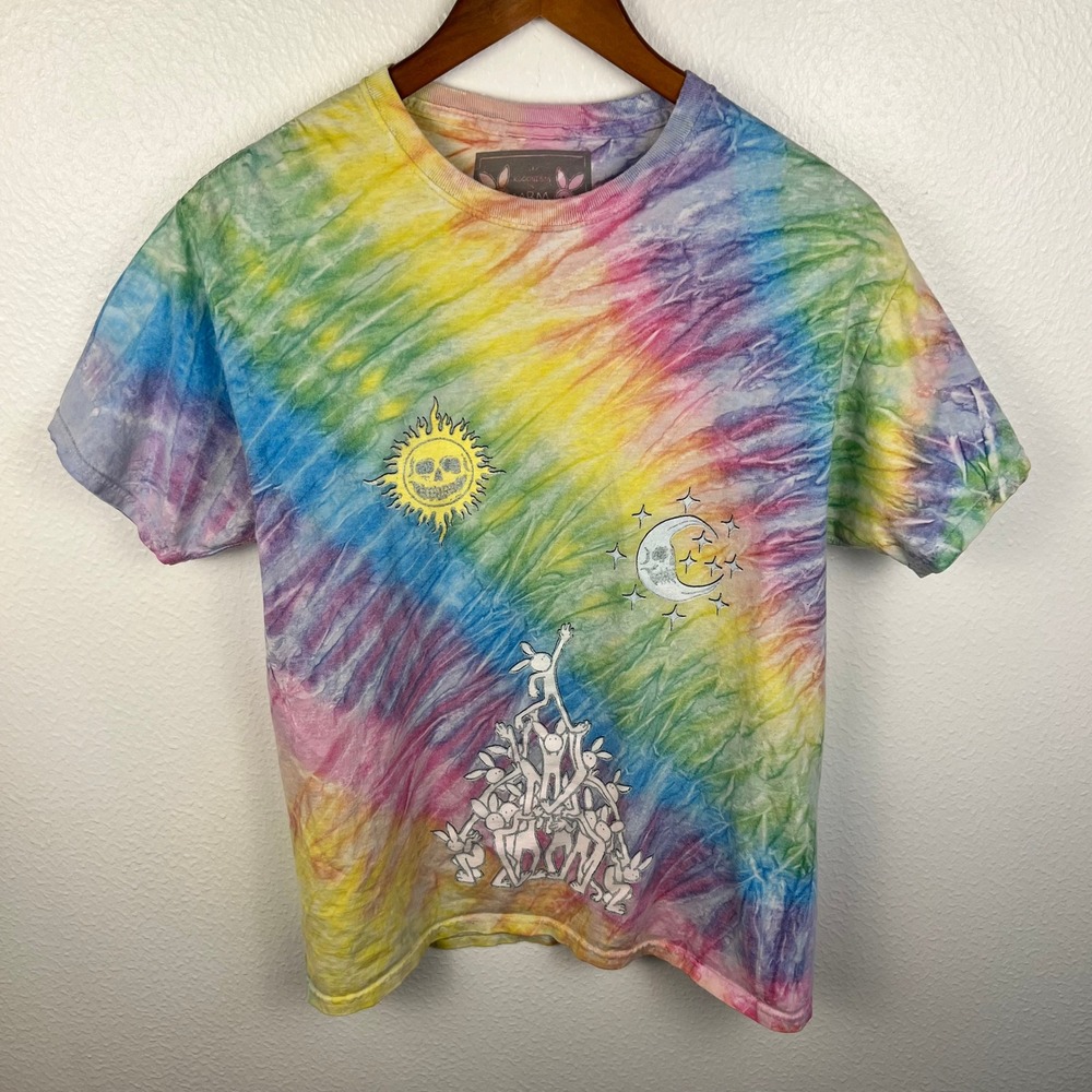 Kodonism x MBM (MeBeingMe) Graphic Art Tee Bunny Skull Worship Tie Dye Medium